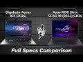 Gigabyte Aorus 16X 2024 vs Asus ROG Strix SCAR 18 2024 G834 🔥 Full Specs Comparison