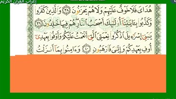 إعراب آية رقم 40 و 41 و42 و43 من سورة البقرة