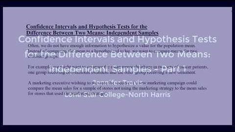 10.1, 11.1: Hypothesis Tests for Difference Between 2 Means: Independent Samples - Part 1 - 19161016