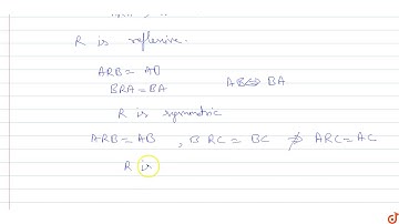 Let S be a set of all square matrices of order 2 . If a relation R defined on set S such that `...