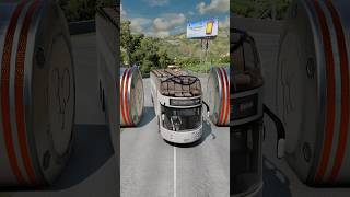 Mix Colour Buses & Cargo Trucks vs Bollards crash #shorts #beamngdrive #bus screenshot 5