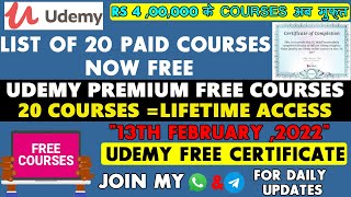 List of 20 Free Udemy Courses | Udemy Free Course With Free Certificate - 100% off coupon code
