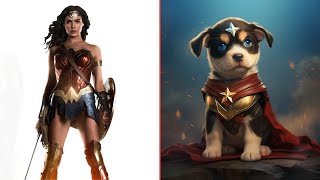 Puppy version of Superheroes|| Marvel & DC #wonderwoman #dc #marvel #movie #ai #superhero
