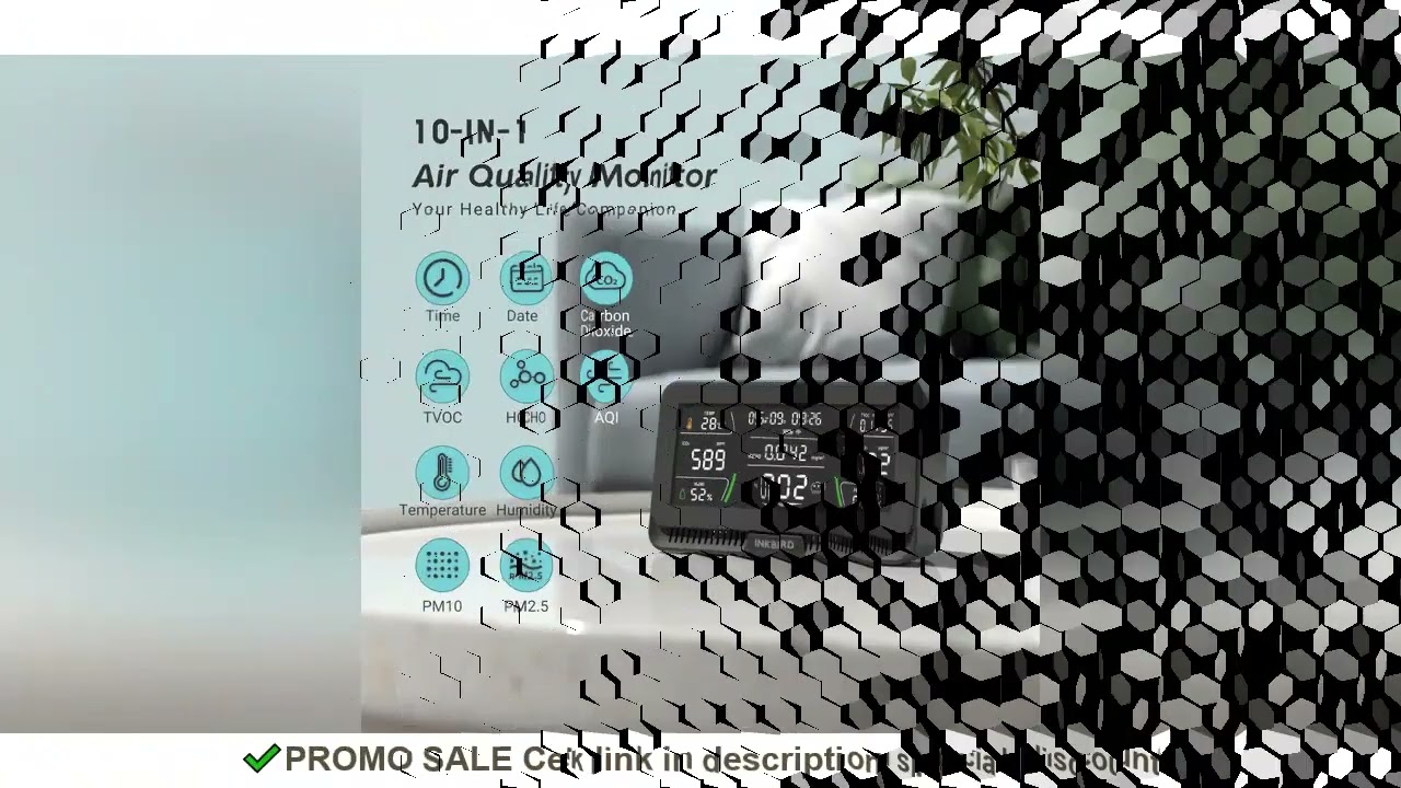 INKBIRD Smart Air Quality Monitor 10-In-1 Wireless CO2 Detector Temp Humidity AQI HCHO TVOC PM2.5 PM