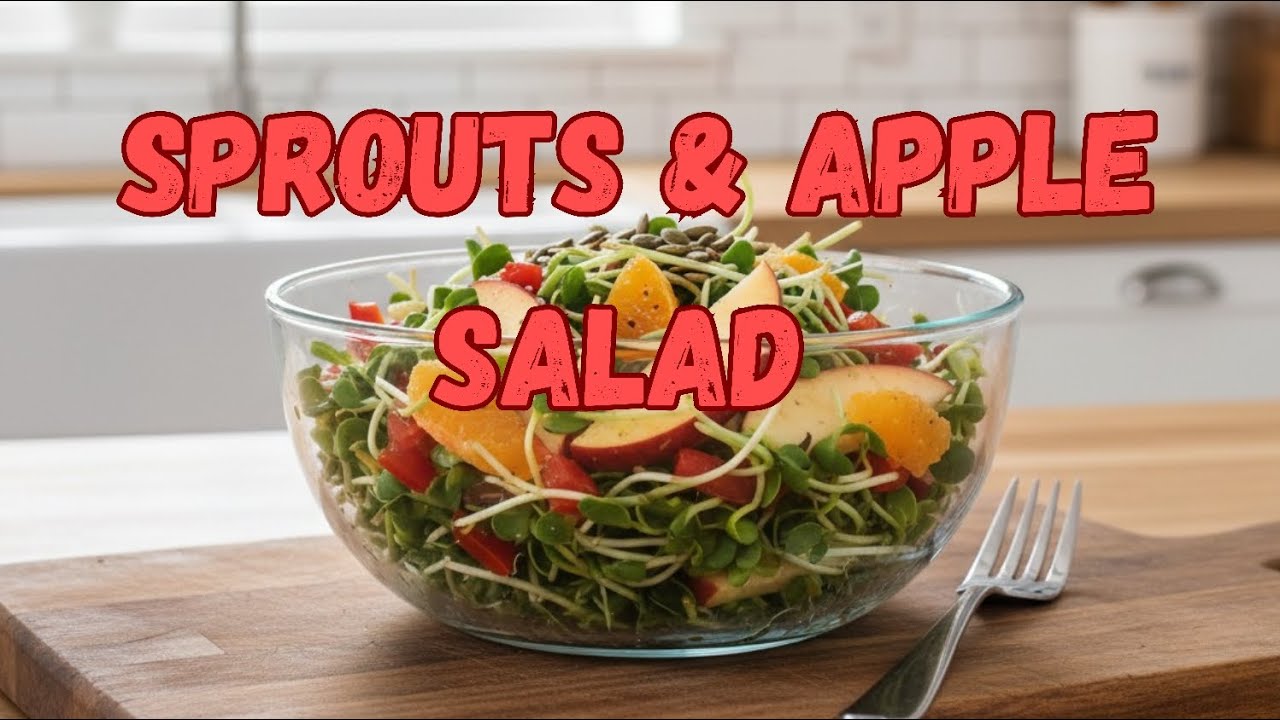 Салат из свежих и хрустящих яблок с ростками | Рецепт салата для похудения | Высокобелковый салат...