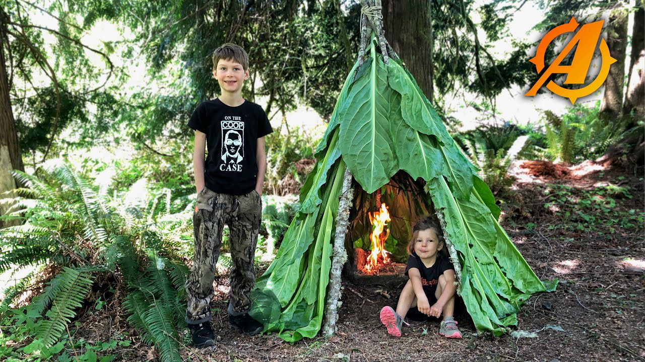 Waterproof Survival Teepee Shelter Build - Bushcraft Style With Skunk