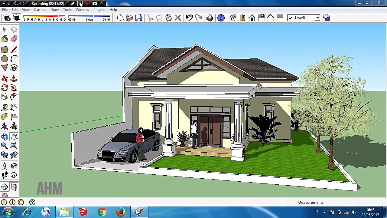 tutorial sketchup desain  rumah  classic  sederhana PART 4 