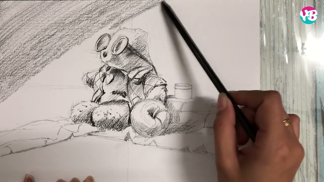 静物　鉛筆素描　Hiro art Still life Sketching with charcoal pencil 静物素描- YouTube