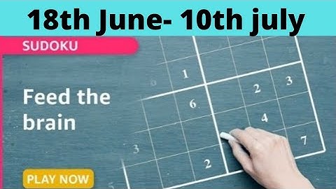 Amazon sudoku quiz answers today | feed the brain | 18th June 2021