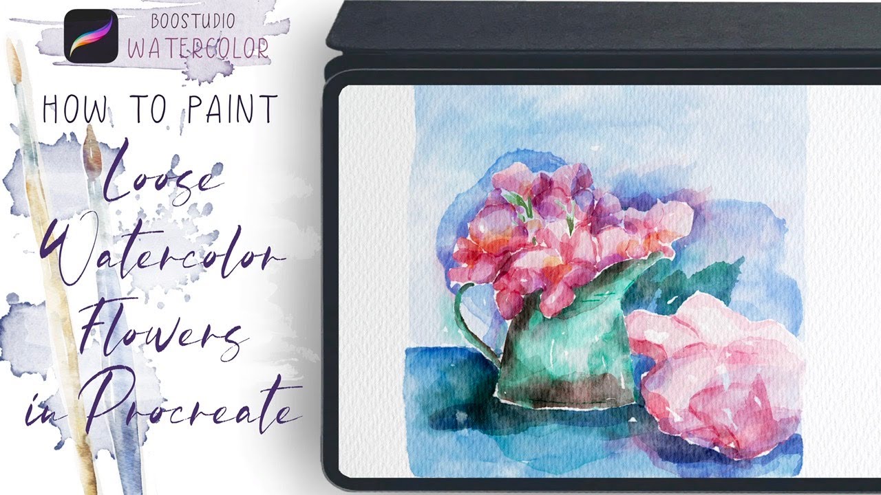 How to Paint Loose Watercolor Flowers in Procreate IPad Digital