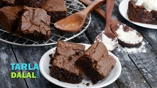 Chocolate brownie in an oven, these eggless brownies have the best
possible texture and most intense flavour. recipe link :
http://www.tarladalal.com/cho...