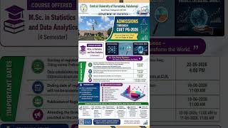 #ADMISSION MSC IN STATISTICS &amp; DATA ANALYTICS-2026#CENTRAL UNIVERSITY OF KARNATAKA KALABURAGI#SHORTS