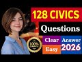 128 Civics Questions and Full Answers for US Citizenship Interview 2026 #n400