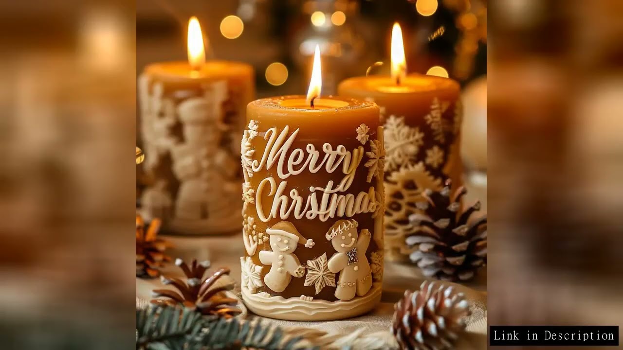 Snowman Snowflakes Pattern Cylinderical Candle Silicone Mold Merry Christmas Phrases Pillar Candle P