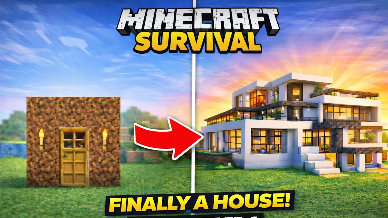 Finally I Built My Modern House! | Minecraft Survival Episode 6 | # ...