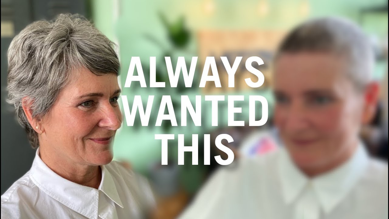 SHE WANTED THIS FOR YEARS! Super short grey hair or a buzzcut?!