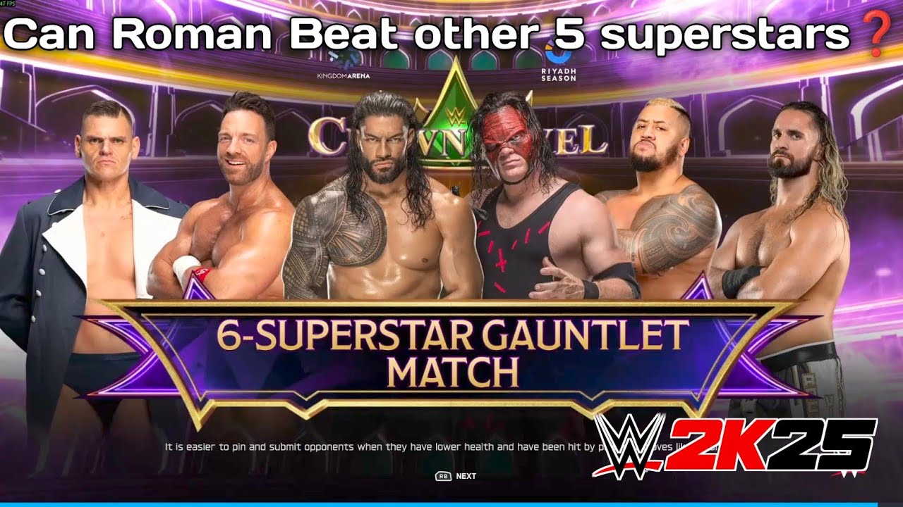 6-Superstar Gauntlet Match|| Roman Reigns Vs All WWE2K25 PC gameplay 