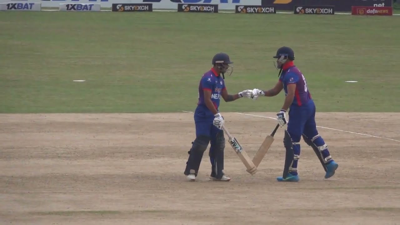 Karan KC hitting six in the last over and get out next ball against Kuwait in ACC Premier Cup