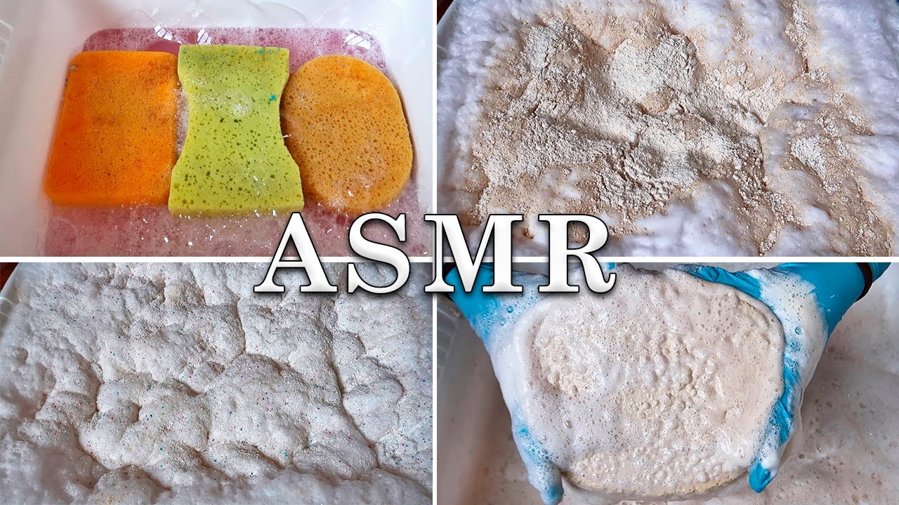 ASMR Kaolin Clay & Ariel Laundry Powder 🧽✨ Paste Sponge Squeezing