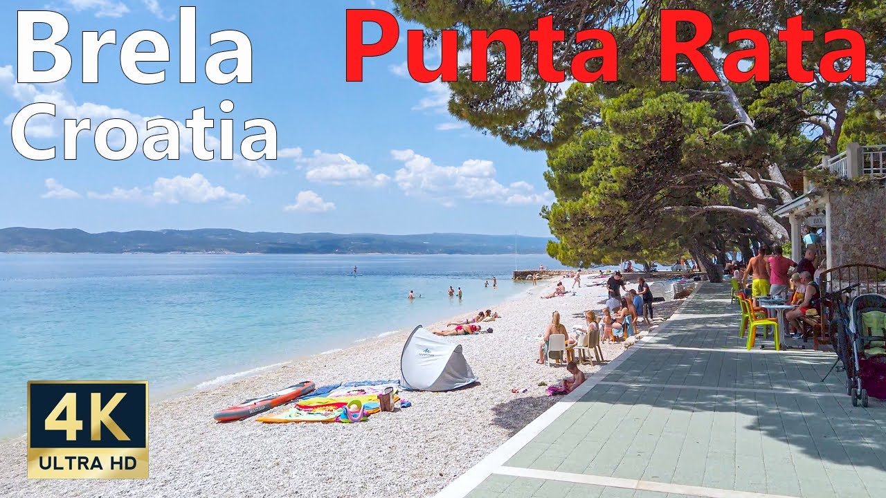 Brela Makarska Riviera Croatia 🇭🇷 4K Punta Rata and Symbol of Brela Walking Tour