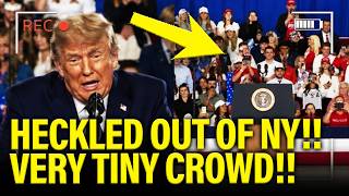 Trump gets MASSIVELY HECKLED at TINY NY SPEECH!!!!