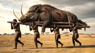 Life Million Years Ago The Giant Saber-Tusked Boar Battles Prehistoric Humans