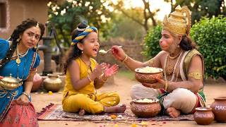 आज मंगलवार के दिन अचानक आये हनुमान जी ने कान्हा को खिलाया माखन | Yashomati Maiya Ke Nandlala