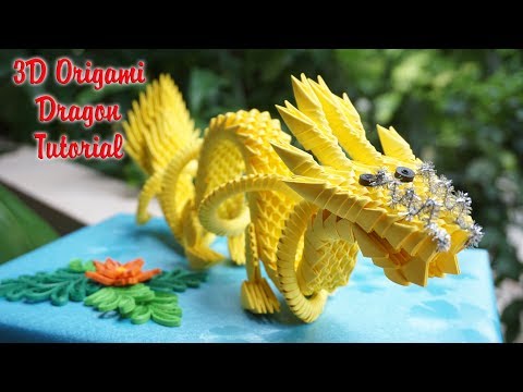 3D Origami Dragon Tutorial , paper dragon | Cómo hacer el dragón chino del origami 3D