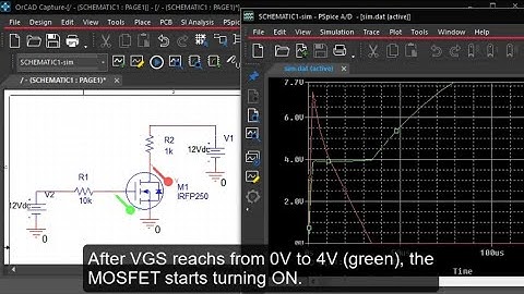 PSPICE simulation for measuring a MOSFET Gate Source Threshold Voltage VGS(th)