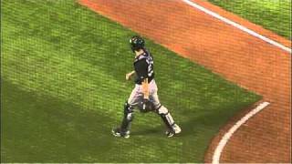 2010/09/28 Marlins relay cuts down McCann