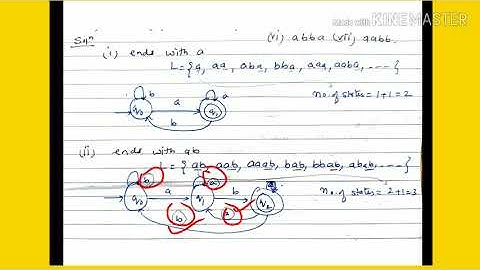 Construct a DFA which accepts strings end with a/ab/aba/bab/abba - lecture17/toc
