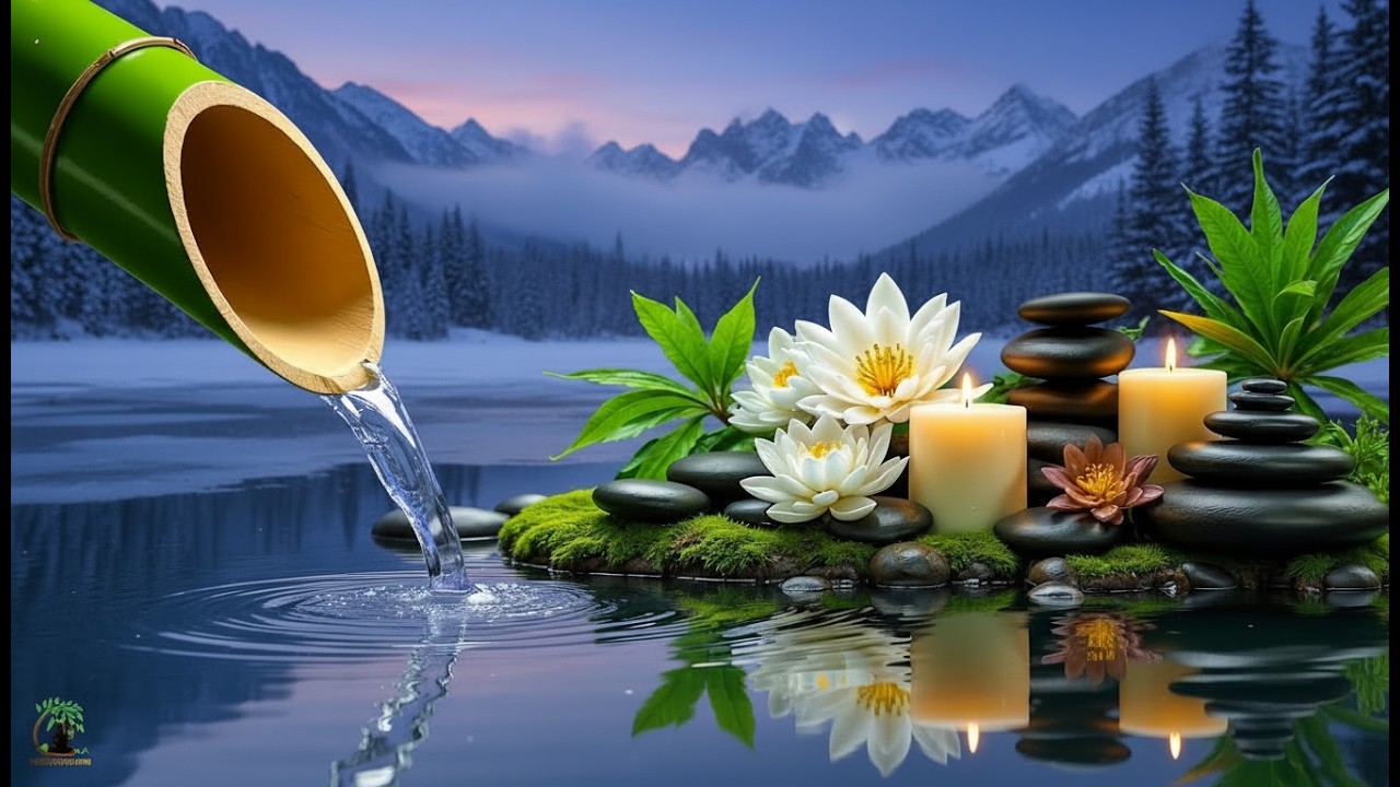 Relaxing Sleep Music with Bamboo Water Sound🌿Deep Sleep Music, Meditation, Calm Anxiety, Spa BGM