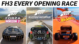 Forza Horizon 3 All Intros, Every Initial Drive & Opening Race in FH3, Blizzard Mountain, Hot Wheels