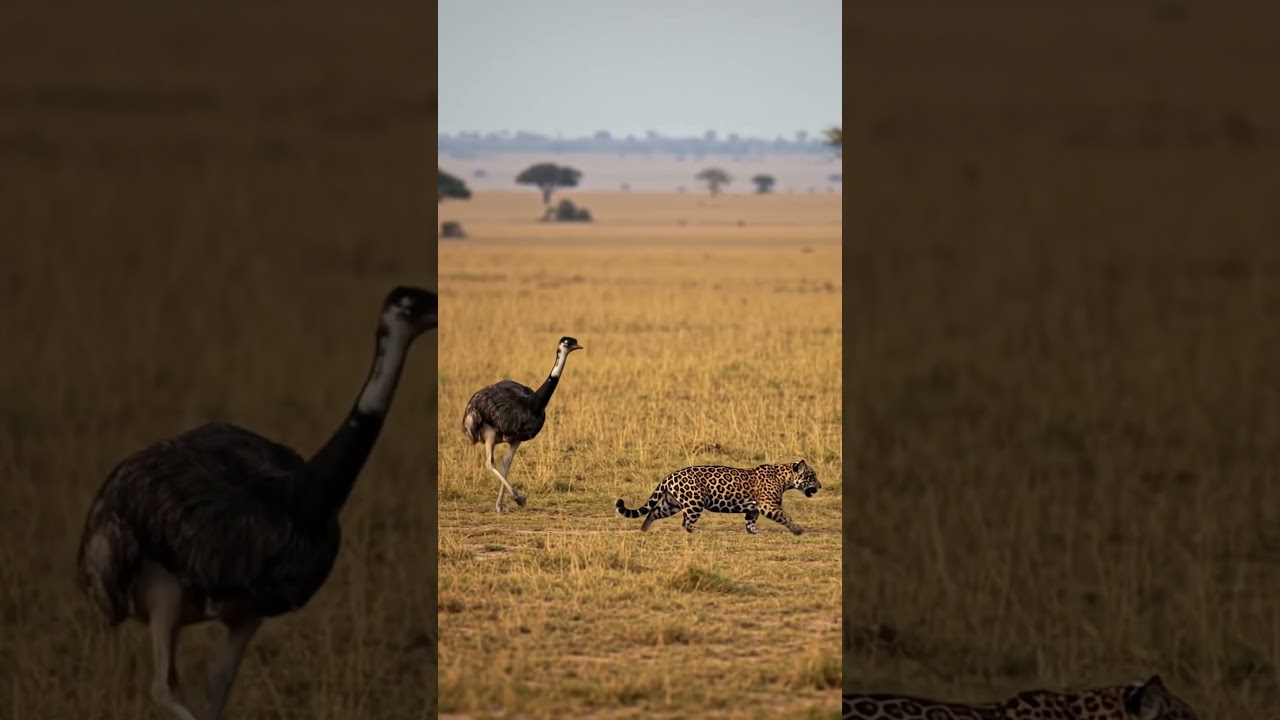 Jaguar stalks the ostrich—speed and power on the edge 