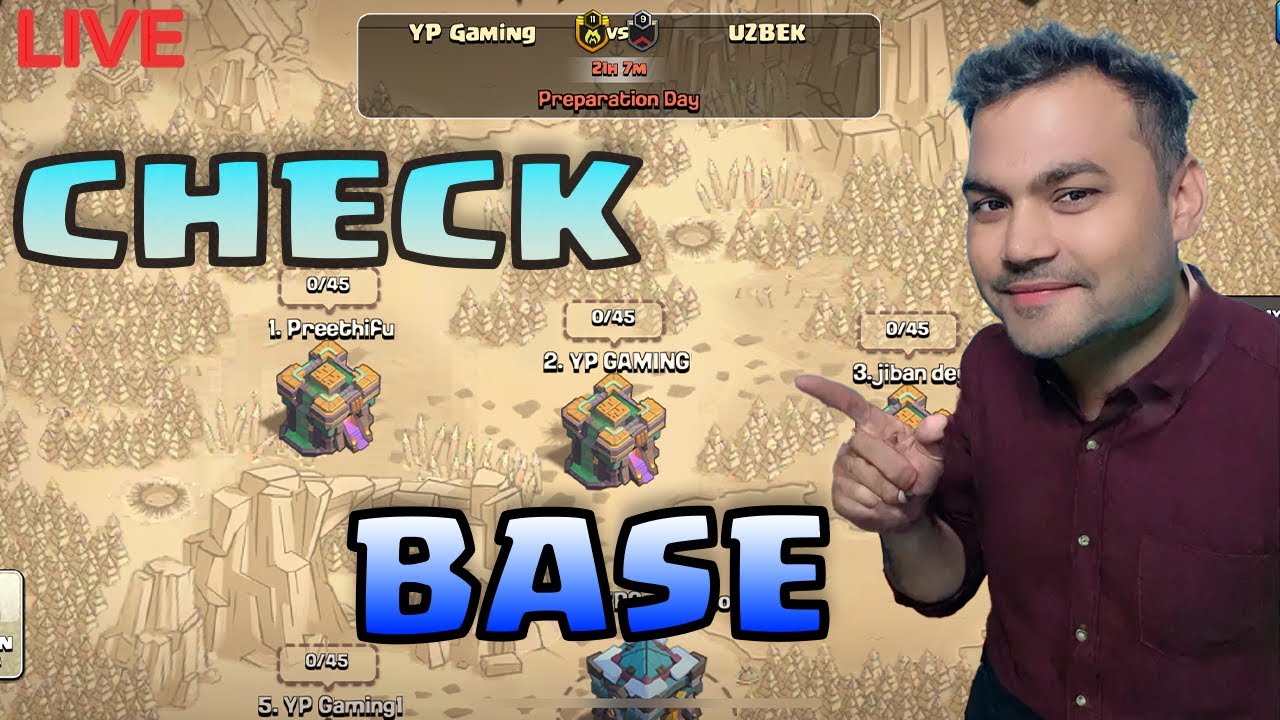 LIVE BASE CHECK | CLASH OF CLANS CLAN WAR | GAMEPLAY - YouTube
