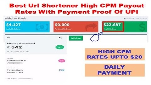 Best Url Shortener High CPM Payout Rates With Payment Proof Of UPI