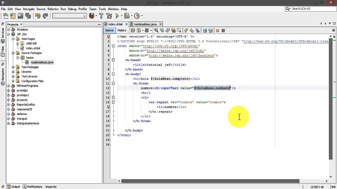 jsf manageBeans usar arrays - YouTube
