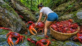 Forest Stream Crab Fishing Catching Giant Rock Crabs Selling To Villagers