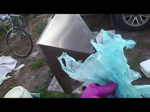 How to peel off old protective plastic film from sheet metal elements.