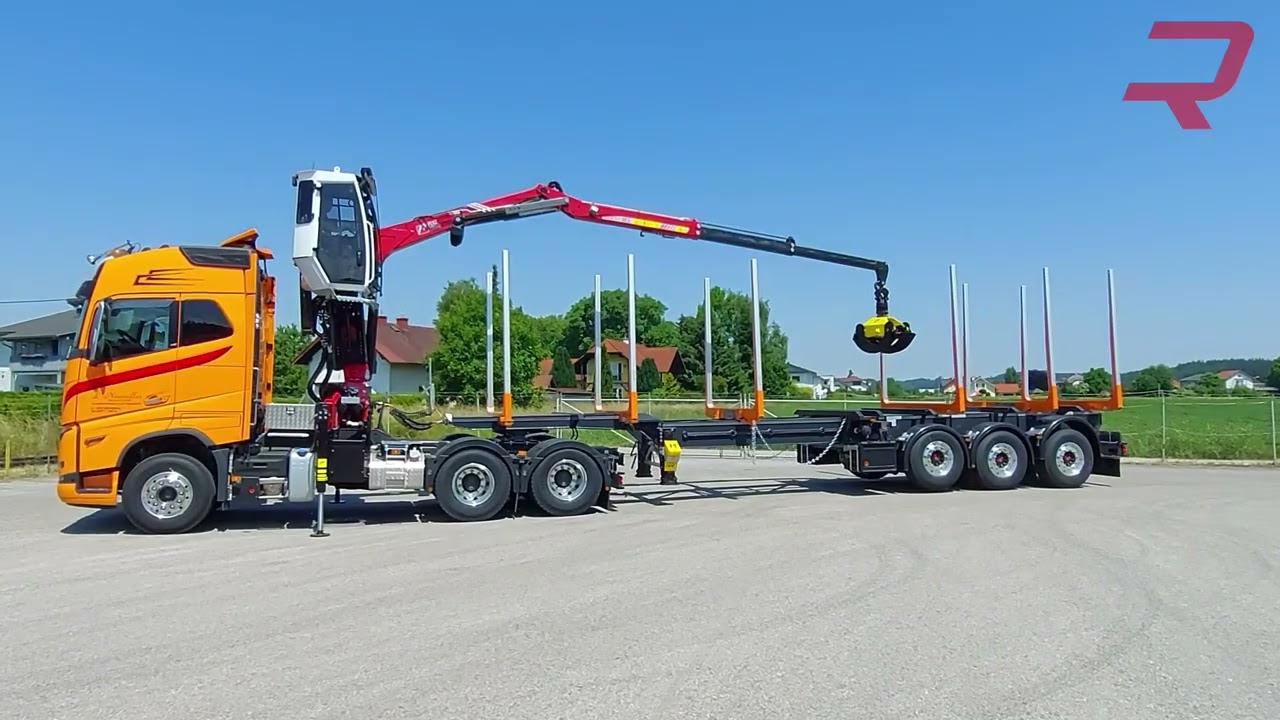 Riedler Rungen-Sattelzug mit hydraulisch ausziehbarem Rungensattelauflieger