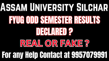 FYUG Odd Semester Results Declared | 1st & 3rd Sem | Assam University Silchar