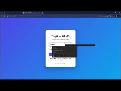 Dayflow HRMS – Role-Based Human Resource Management System (Django) - working prototype.