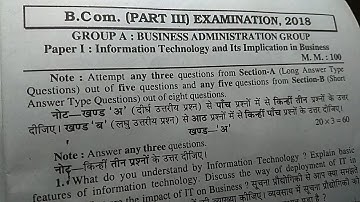 Information technology and its implications in business question paper B.comIII dbrau