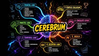 Cerebrum Structure &amp; Functions || Easy Mind Map Biology Students #cerebrum mindmap  Map in 1 Minutes