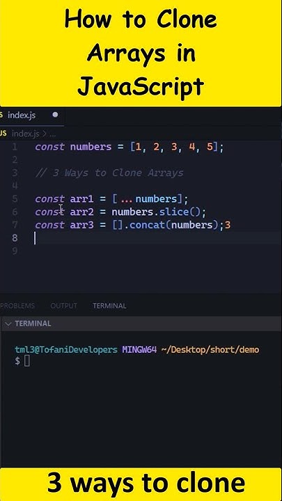 3 WAYS TO CLONE ARRAYS IN JAVASCRIPT 2023 🔥 #shorts #javascript # ...