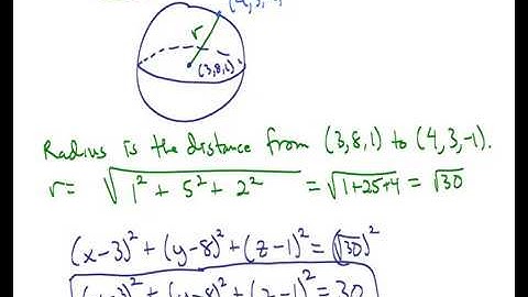Find an equation of the sphere that passes through the point  (4, 3, -1)  and has center  (3, 8, 1).