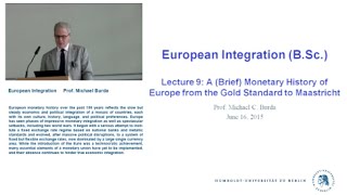 European Integration - Lecture 9