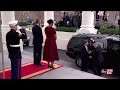 President obama and first lady michelle obama welcome donald trump and melania trump at white house