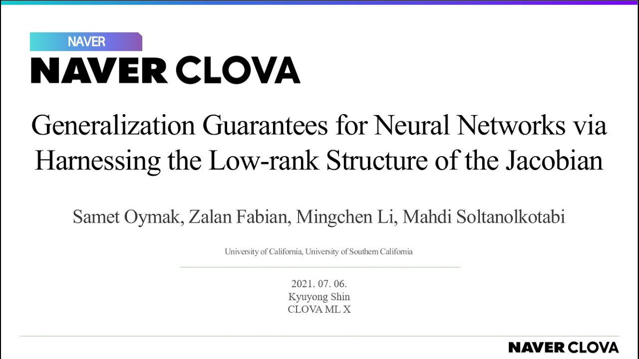 [논문리뷰] Generalization Guarantees for NN via Harnessing the Low-rank Structure of the Jacobian