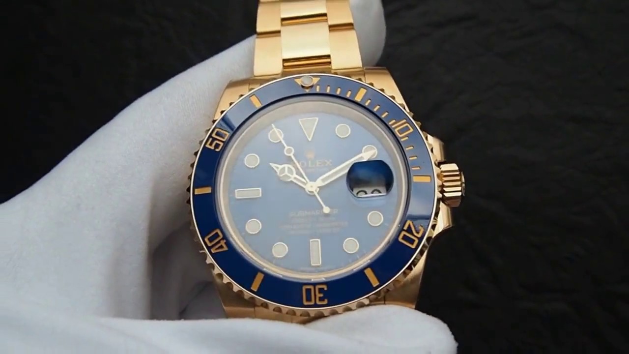 ROLEX SUBMARINER YELLOW GOLD BLUE DIAL reference: 116618lb - YouTube